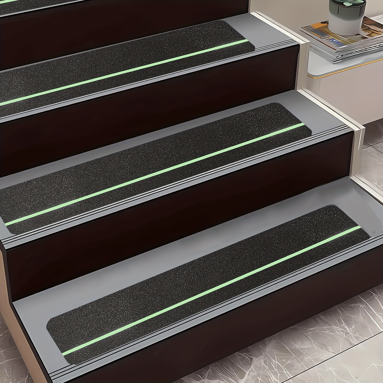 5-Pack Anti-Slip Stair Strips – Outdoor Step Tapes, Non-Skid PVC Treads, Black, 30"x6"