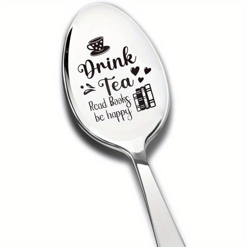 Tea For Read Books Spoon Engraved Stainless Steel, Tea Lover Gifts For Teen Kids Men Women , Best Gifts For Reader Book Lover Birthday Christmas