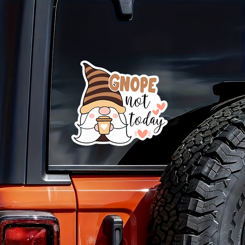 Gnope Gnome White Vinyl Window Decal FREE SHIPPING 