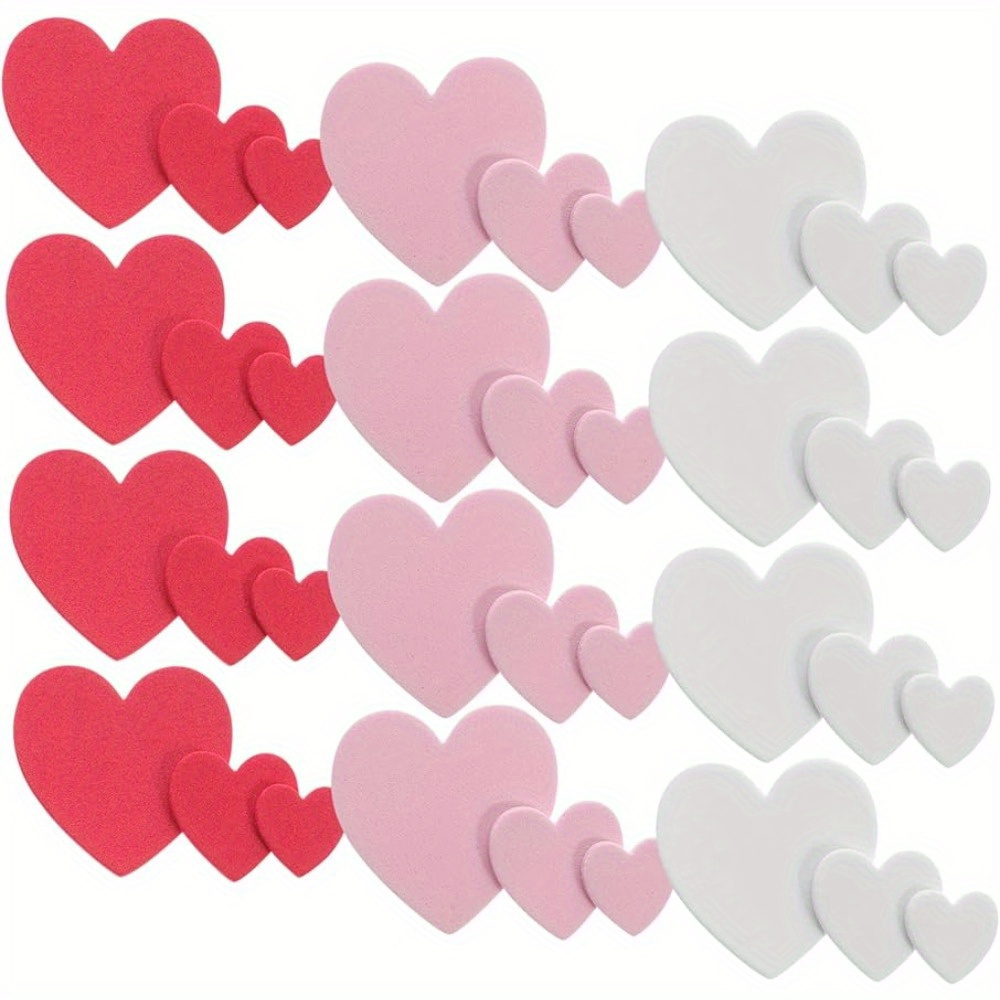 60pcs/set Tricolor Heart Glitter Foam EVA Stickers Self-Adhesive