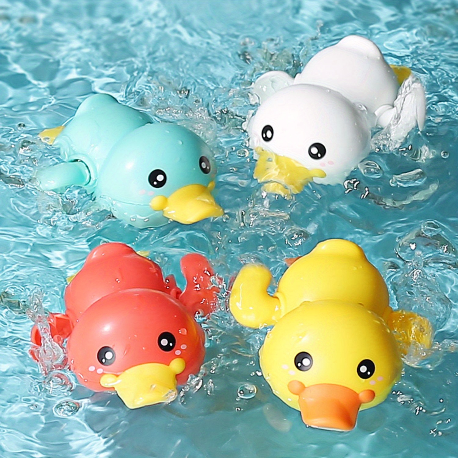 Juguetes de pato de baño, 4 piezas, flotador y chirriante de goma para  bebés y niños pequeños, juguete de bañera y ducha (colorido)