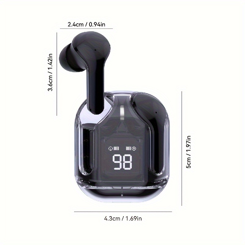 Transparent TWS, Capless Design, 5.3 Colorful True Wireless Stereo Earbuds, Silicone In-Ear, Touch Button, Digital Display Of Battery Capacity, Low L_voghion.com
