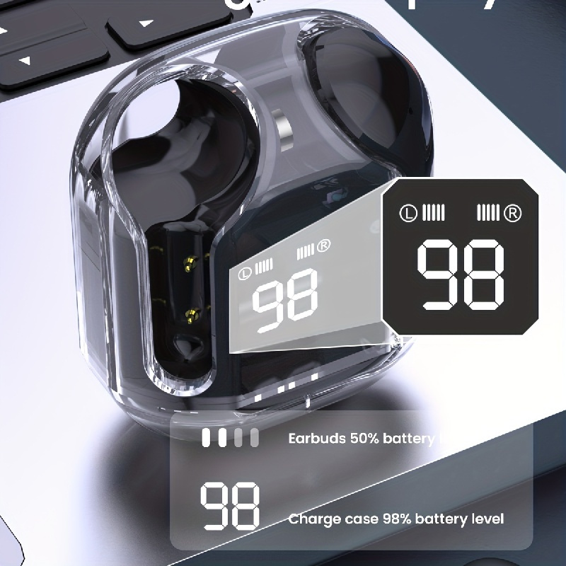 Transparent TWS, Capless Design, 5.3 Colorful True Wireless Stereo Earbuds, Silicone In-Ear, Touch Button, Digital Display Of Battery Capacity, Low L_voghion.com
