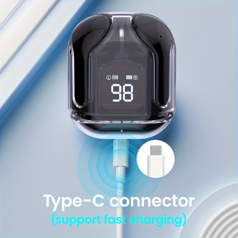 Transparent TWS, Capless Design, 5.3 Colorful True Wireless Stereo Earbuds, Silicone In-Ear, Touch Button, Digital Display Of Battery Capacity, Low L_voghion.com