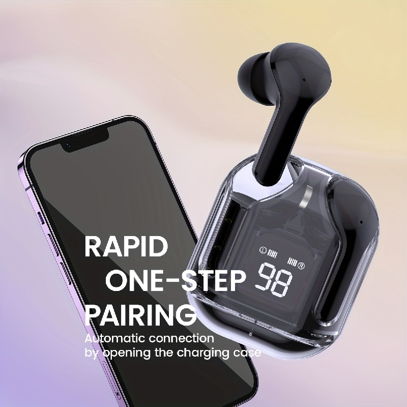 Transparent TWS, Capless Design, 5.3 Colorful True Wireless Stereo Earbuds, Silicone In-Ear, Touch Button, Digital Display Of Battery Capacity, Low L_voghion.com