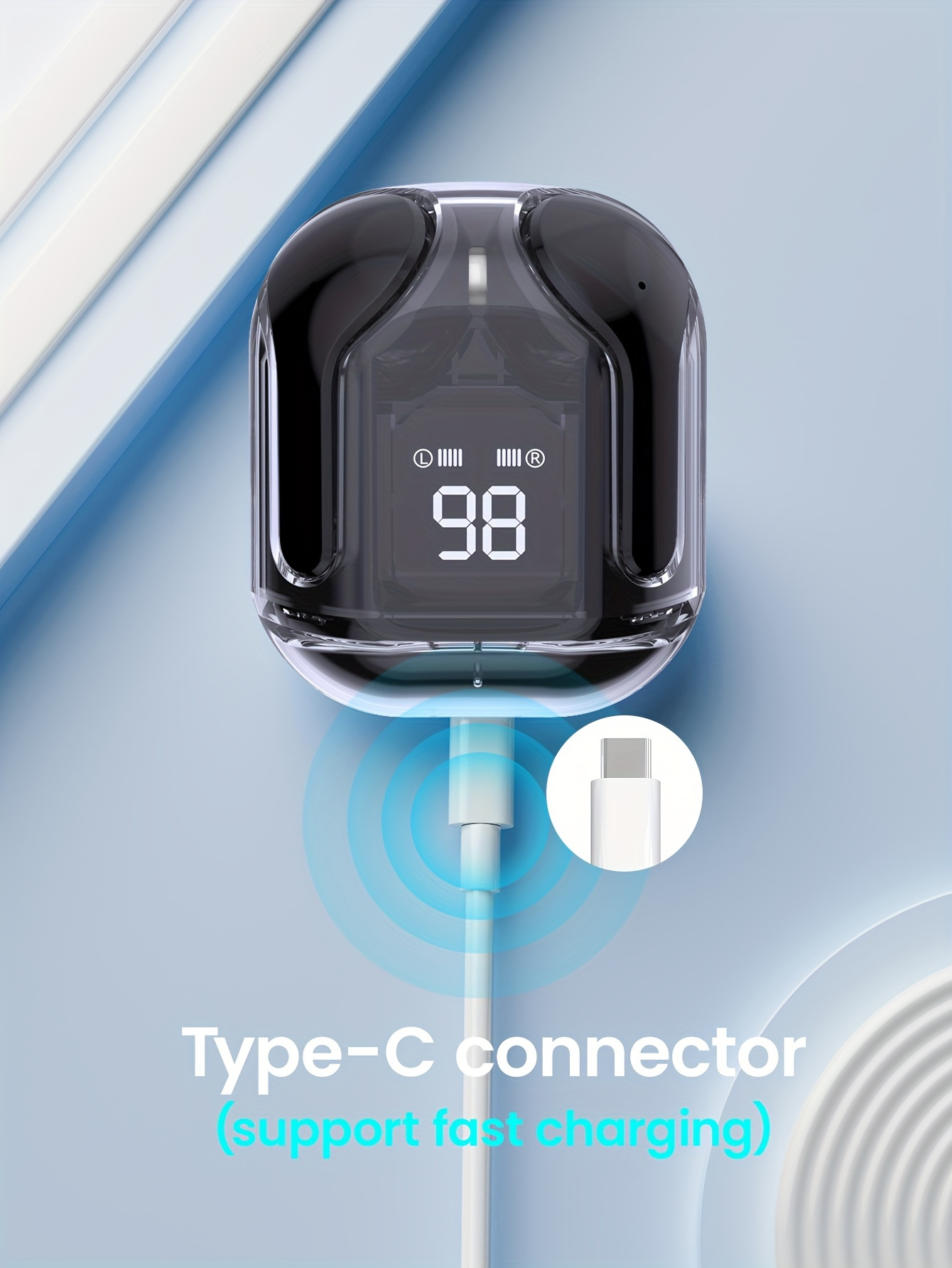 Transparent TWS, Capless Design, 5.3 Colorful True Wireless Stereo Earbuds, Silicone In-Ear, Touch Button, Digital Display Of Battery Capacity, Low L_voghion.com