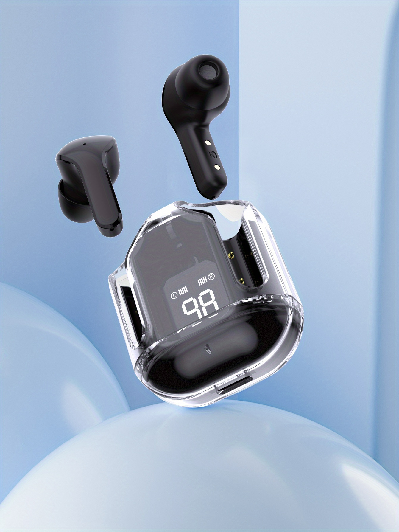 Transparent TWS, Capless Design, 5.3 Colorful True Wireless Stereo Earbuds, Silicone In-Ear, Touch Button, Digital Display Of Battery Capacity, Low L_voghion.com