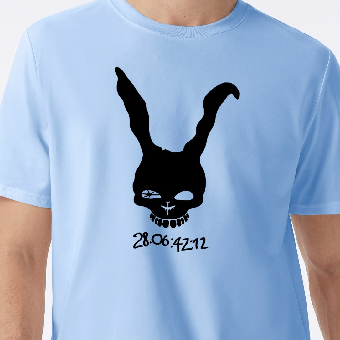 

Rabbit Skull Print Men's Round Neck Short Sleeve Tee Fashion Slim Fit T-shirt Top For Spring Summer Holiday