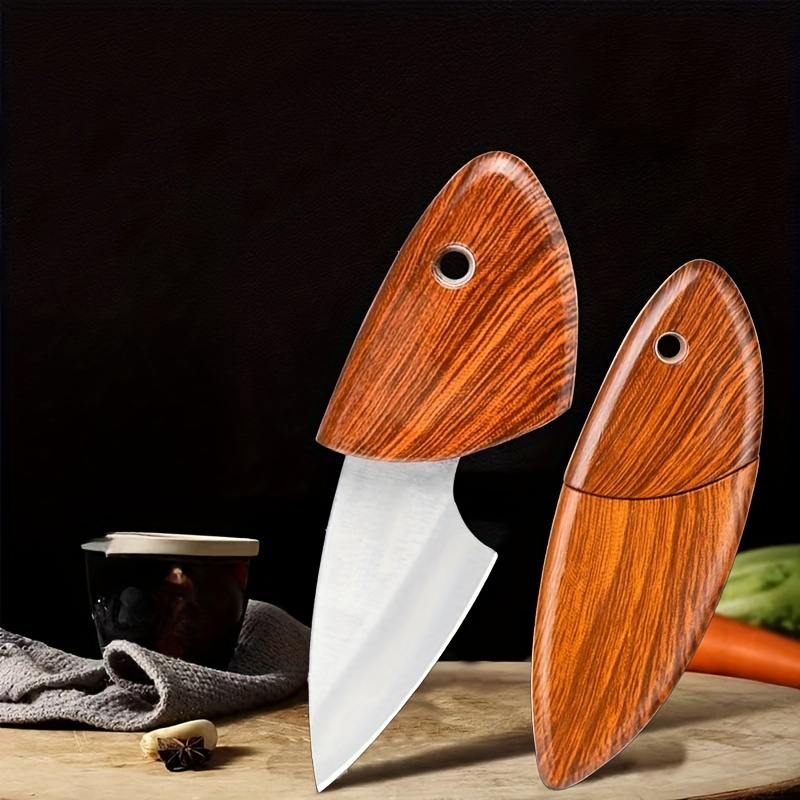 Mini Stainless Steel Pocket Knife Portable Wooden Fish Knife - Temu