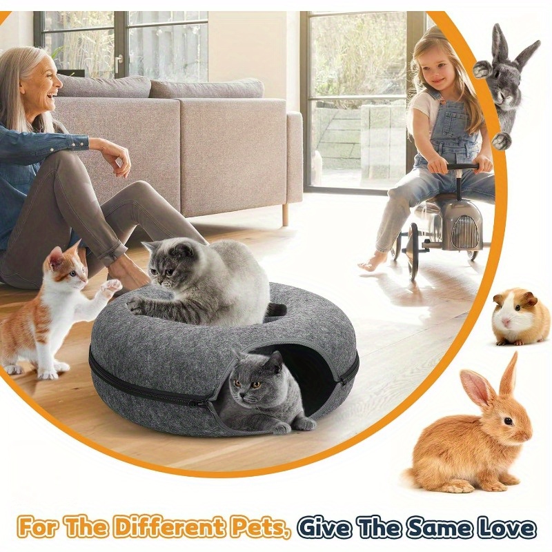 1PC Túnel Para Gatos, Camas Desmontables Para Gatos De Interior, Juguete De Túnel Para Gatos, Cueva Para Gatos, Cama Redonda De Fieltro Para Gatos 3