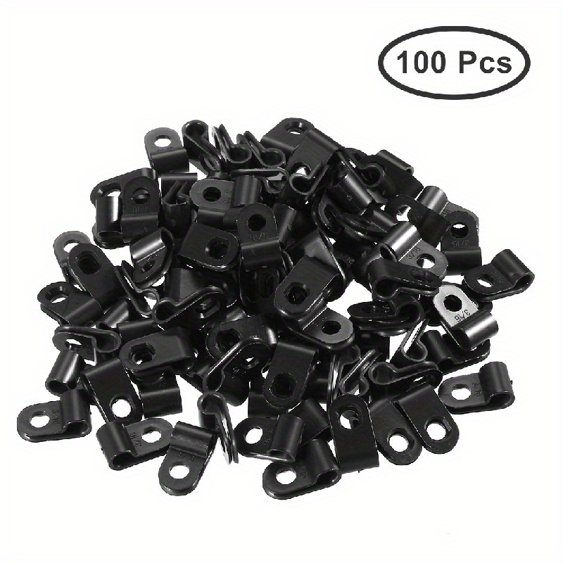 

100pcs Plastic R-type Cable Clip Clamp, High Quality Wire Fixing Clip, Easy-to-use Wire Clip, For Wire Management, Home, Automotive, Office Wire Organizer