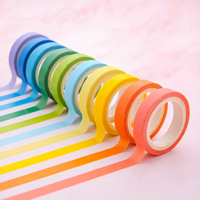 

10rolls Boxed Rainbow Color Series Paper Tape, Tearable Decorative Diy Rainbow Tapes Set