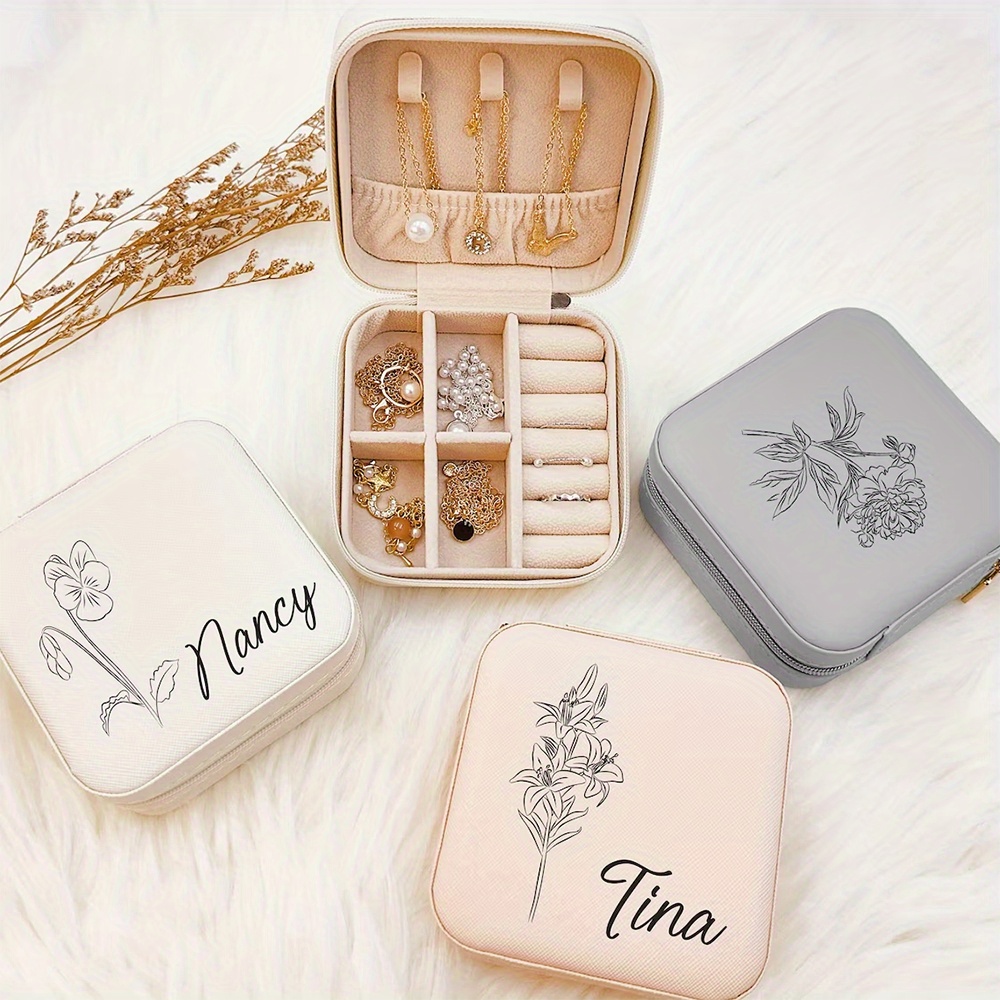 17Dec Speckles Mini Travel Jewelry Box Jewelry Case Organizer with Mirror  Travel Accessories Jewelry Holder Organizer,Bridesmaid Proposal Gift Ring