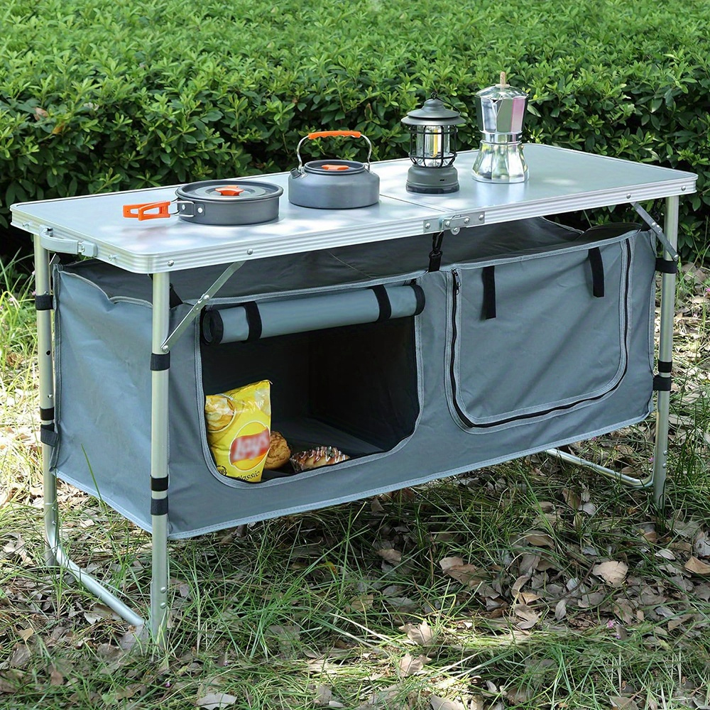 Mesa de camping plegable alumino negro mesita picnic regulable altura con  bolsa