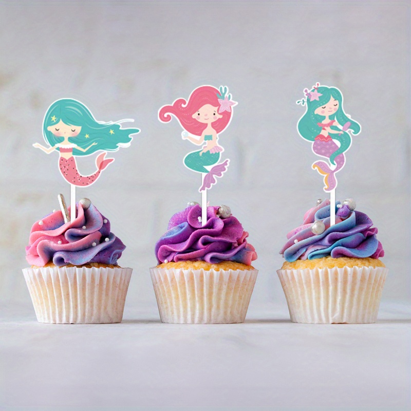 Mermaid Cupcake Wrappers And Cake Toppers Colorful Fish - Temu Canada