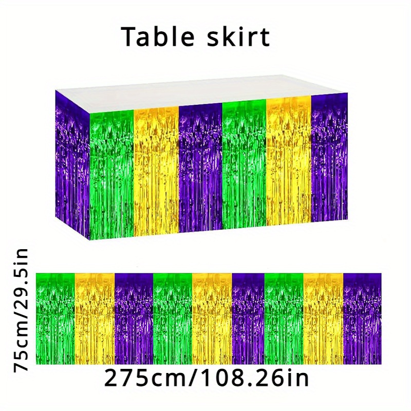 Purple, Green, and Gold Fringe Skirting Mardi Gras Decoration