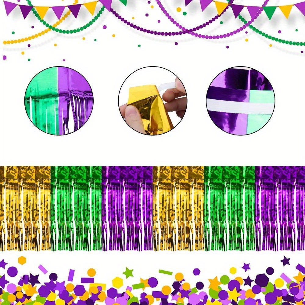 Best Mardi Gras Fringe Curtains Table Skirt with Garland