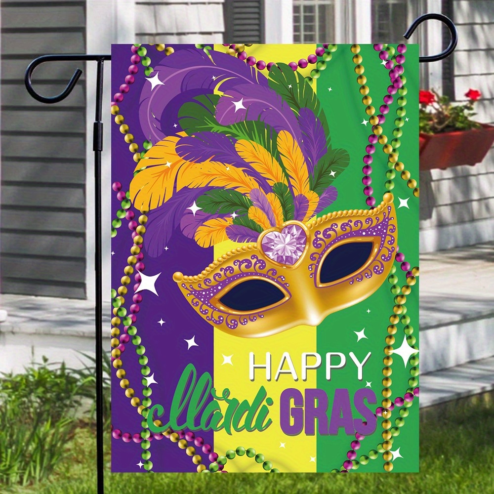 1pc 'happy Mardi Gras'mardi Gras Decorations For Home Door Outdoor