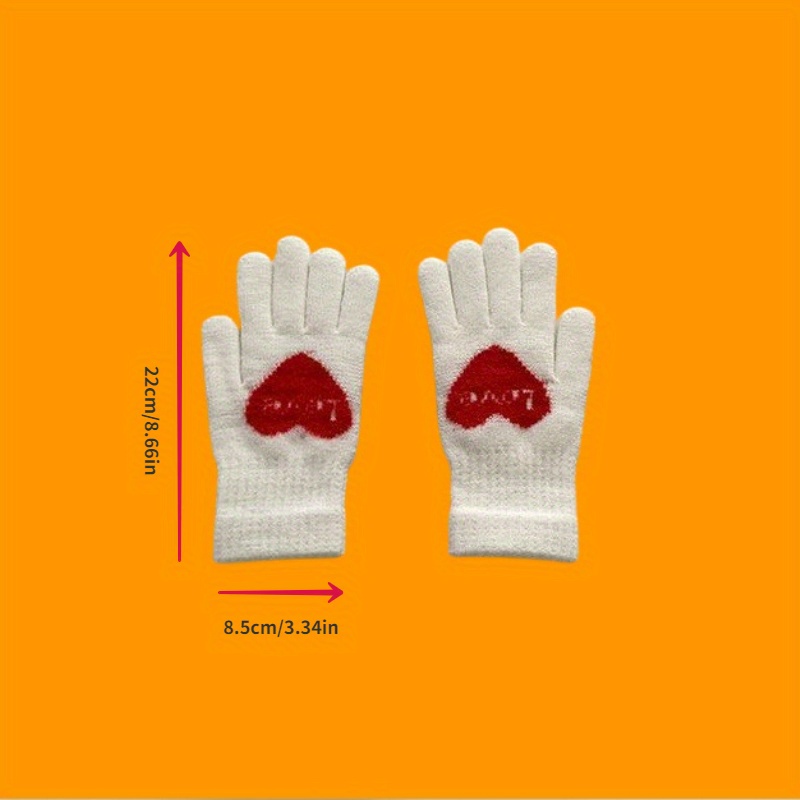 love heart knit gloves short thick warm touchscreen gloves winter coldproof windproof split finger gloves for couple valentines day gifts