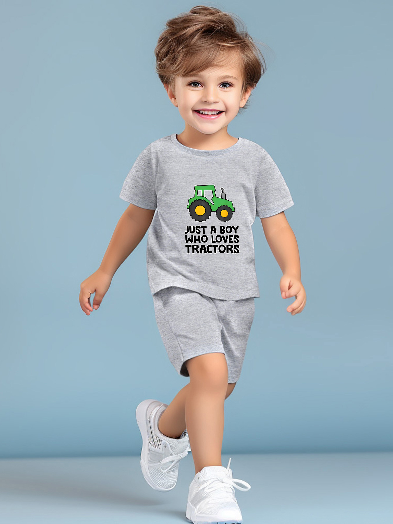 Boys Green Cotton Shorts Set