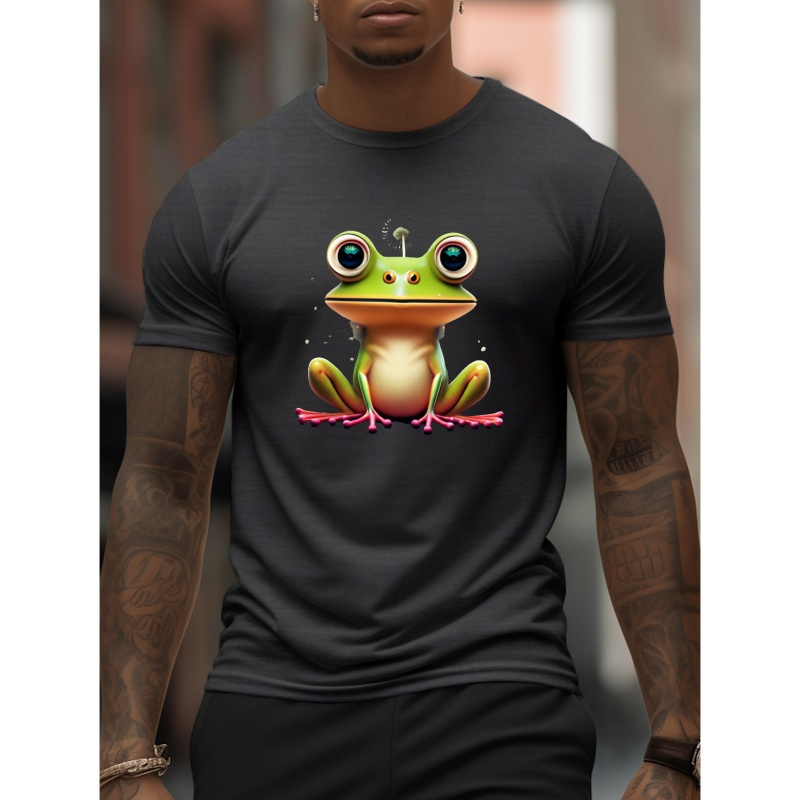 

Cute Frog Print T Shirt, Tees For Men, Casual Short Sleeve T-shirt For Summer