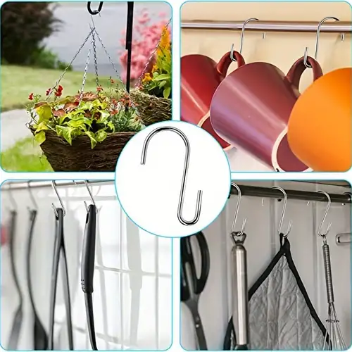 30 Pack Heavy Duty S Hooks, Pan Pot Holder Rack Hooks, Hanging Hangers, S  Shaped Hooks For Pots Utensils Clothes Bags Towels Plants