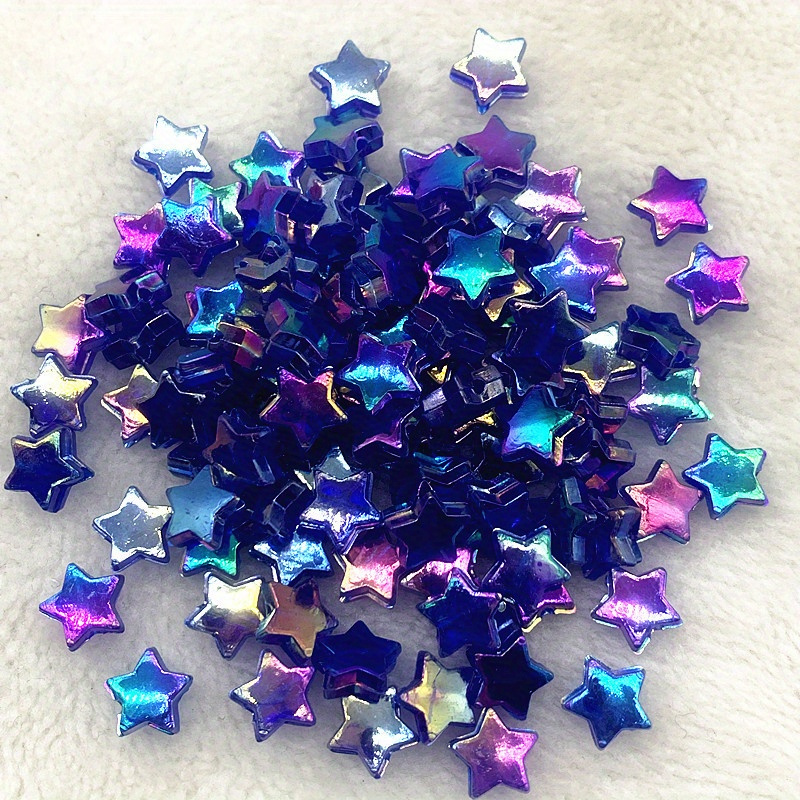 50pcs Star-shaped Acrylic Beads, Transparent Rainbow Ab Color, For Making And Crafts