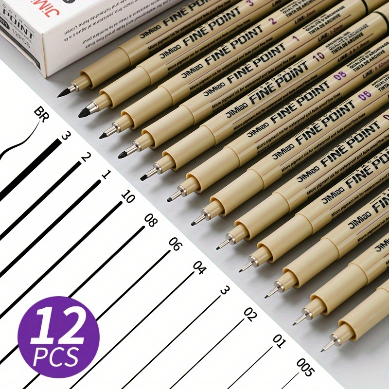 6/9/12Pcs/set Pigment Liner Micron Ink Marker Pen For Drawing