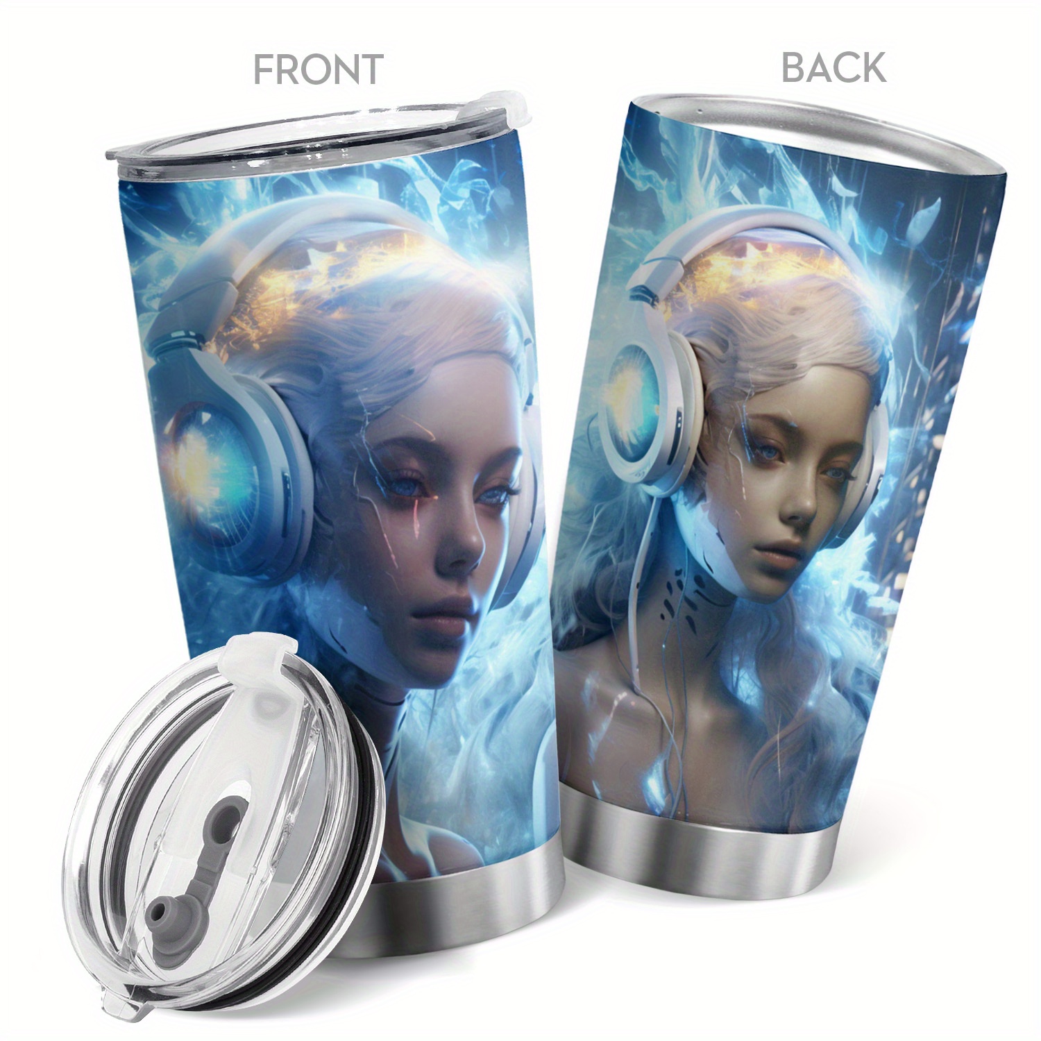 Girl Wih Blue Hair Tumbler Cups Coffee Tea Great Customized - Temu