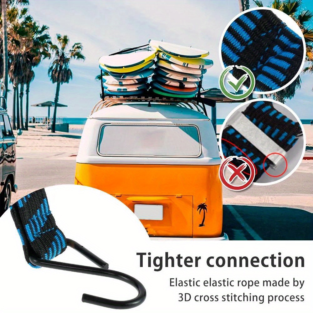 Bungee Cords With Hooks Heavy Duty Elastic Luggage Straps 4 Pack 39.37inch  Flat Rubber Rope Tensioning Belts For Bike Trucks Moving Cargo Outdoor Camp