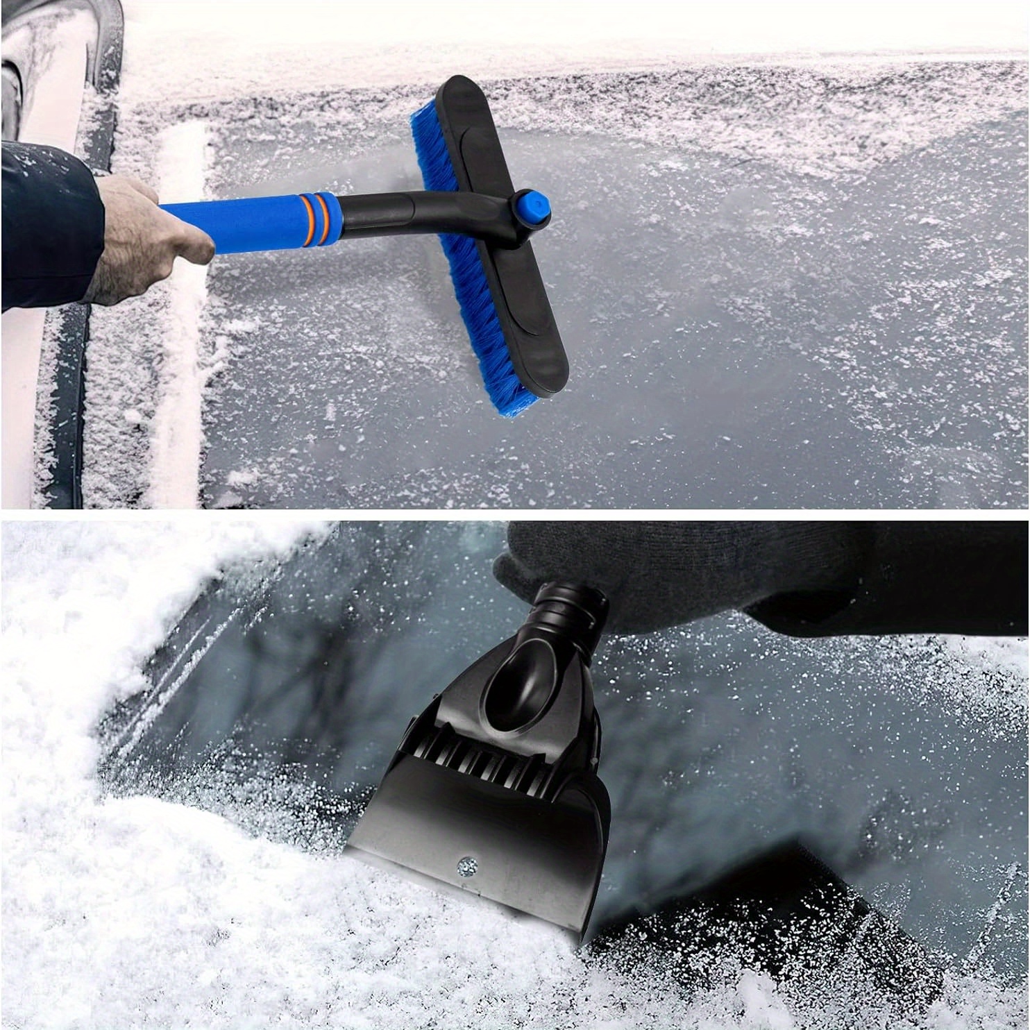 Ice Scraper Brush Car Windshield Blue Extendable Snow Brush - Temu