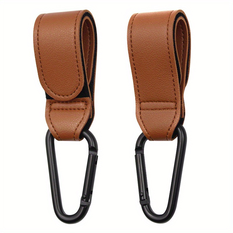 2pcs stroller hooks for hanging diaper bags multi purpose hooks for grocery shopping bags   leather pram straps christmas halloween thanksgiving day gift   leather details 2