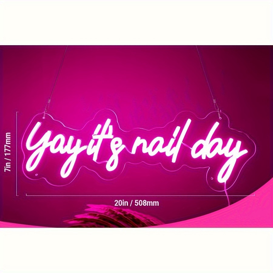 Yay It's Nail Day Neon Sign Light Nail Salon Novelty - Temu