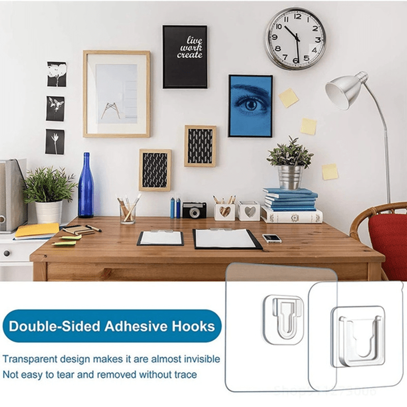 Double sided Adhesive Wall Hooks Hanger Strong Transparent - Temu