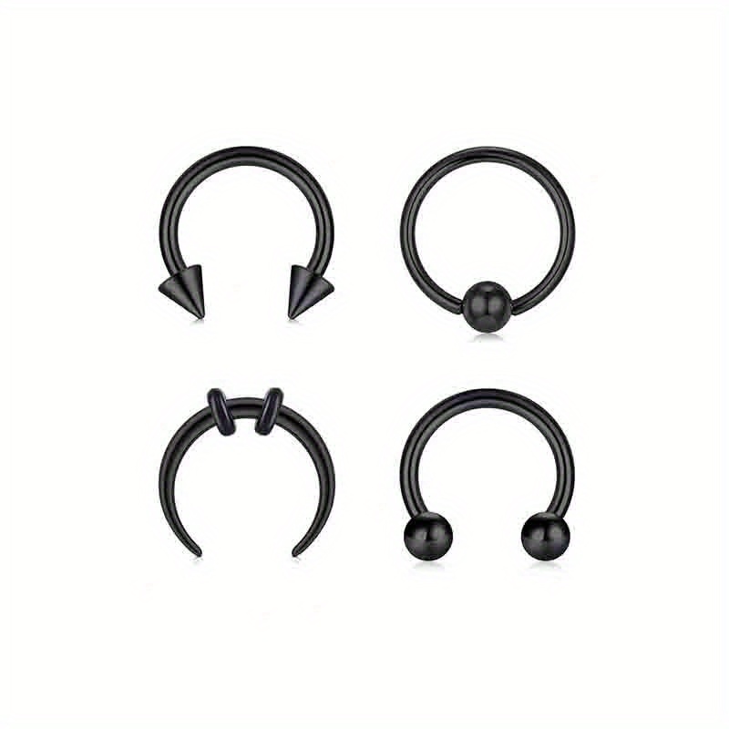 4pcs/set 's 16g Body Piercing Jewelry, Including Nose Ring, Septum Ring, Horseshoe Ring, U-shaped Ring, All Made Of Quality Stainless Steel For Daily Wear