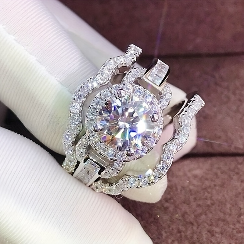 Gorgeous Women 925 Silver Filled Wedding Ring Princess Cut Cubic Zircon Sz  5-11