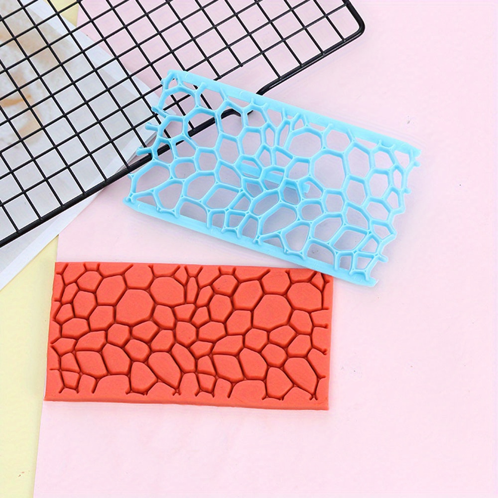 1pc Stone Texture Ceramic Embossing Die, Oval Diy Clay Mold For Art Printing Cutting, Plastic Material