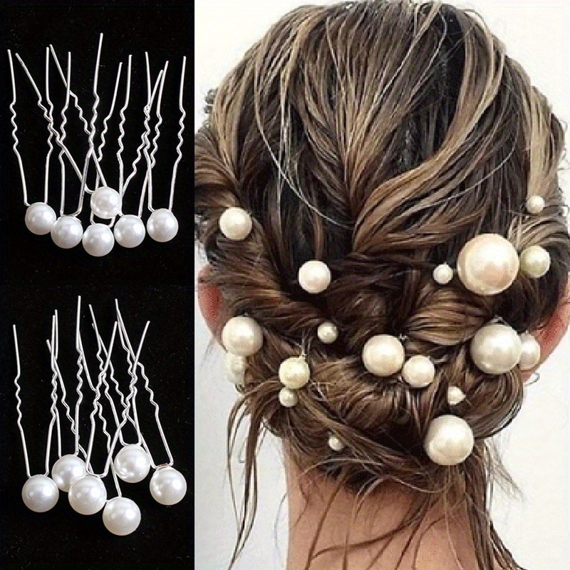 

18pcs/bag Vintage Faux Pearl Bobby Pins, Elegant Bridal Updo U-shape Hairpins, Wedding Accessories For Women