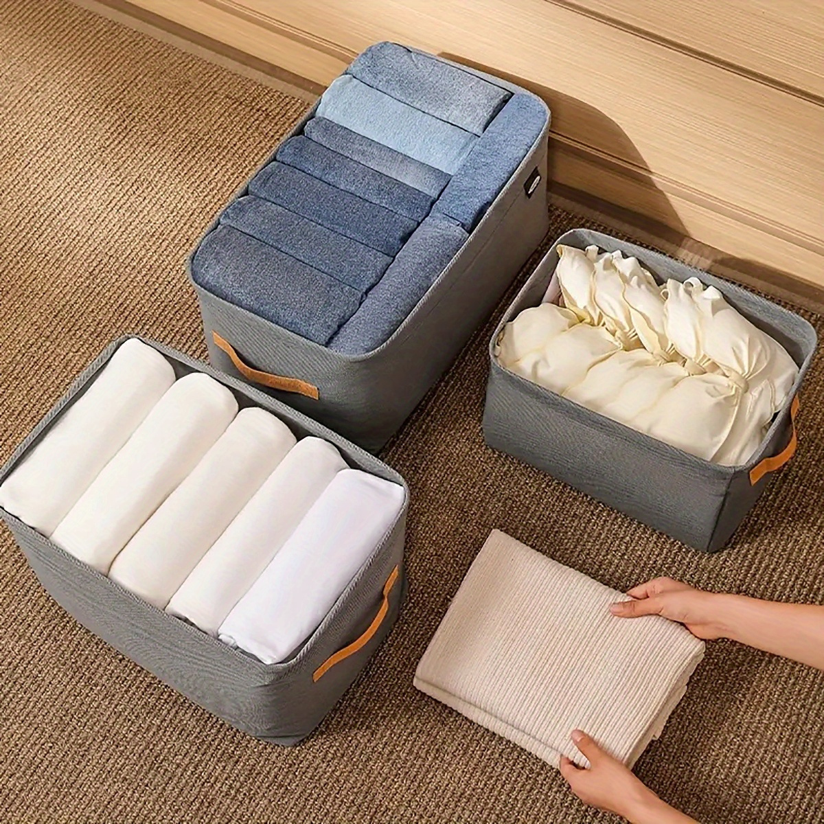 

1pc Wardrobe Clothes Organizer, Closet Organizers And Storage, Clothing Storage Containers For Jeans, Leggings, Skirts, T-shirts, Pants, Foldable Drawer Style Jeans Storage Box, For Bedroom, Dorm Room