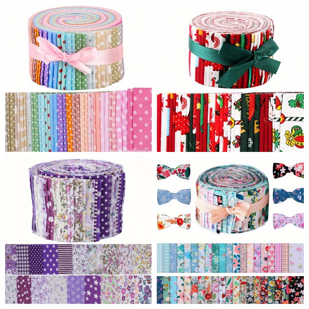 

40 Rolls Fabric, 2.55*19.68in/6.5*50cm Fabric Rolls, Patchwork Strips, Pre-cut Fabric Bags For Clothing Accessories,
