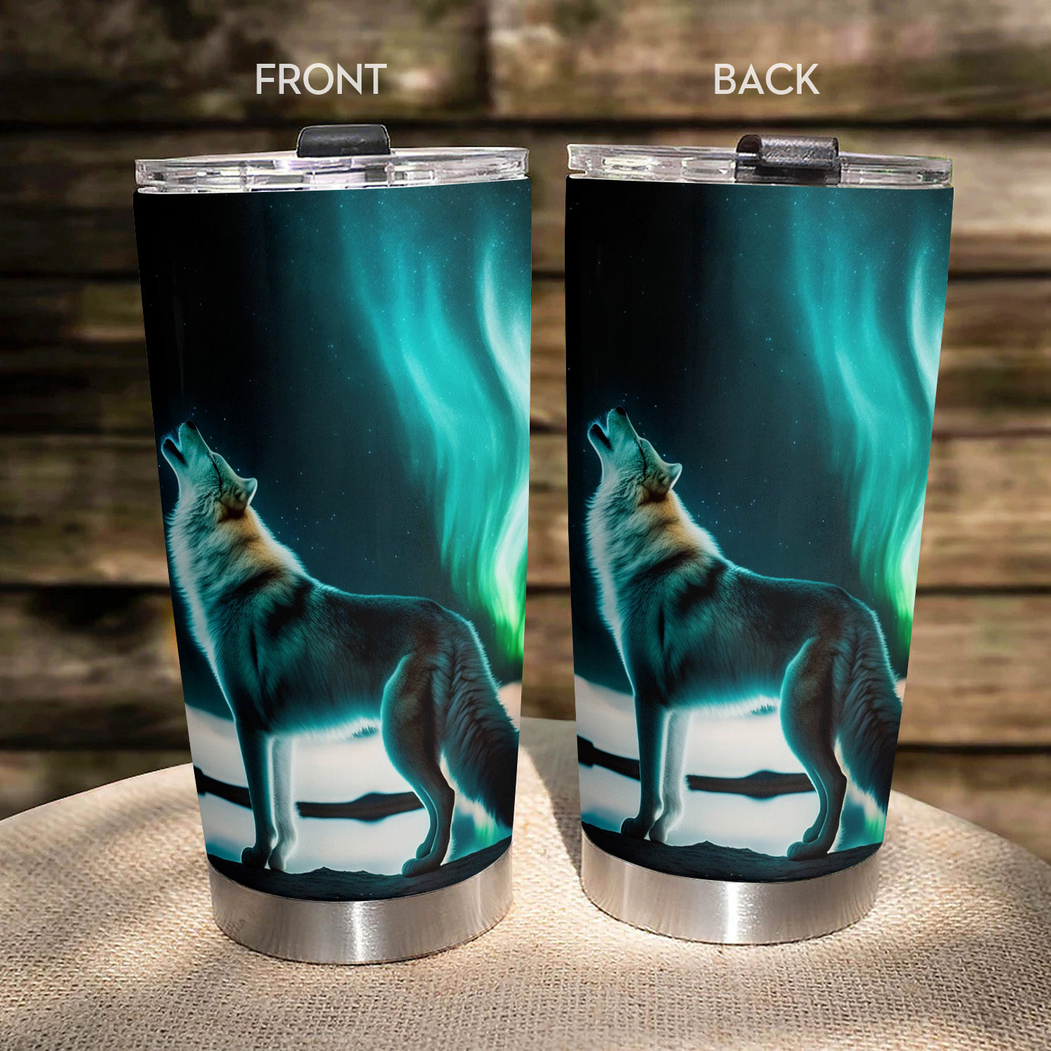 

1pc 20oz Polar Lights Wolf Gifts Valentine's Day Birthday Gifts For Wolf Lover Cool Tumbler Cup, Insulated Travel Coffee Mug With Lid