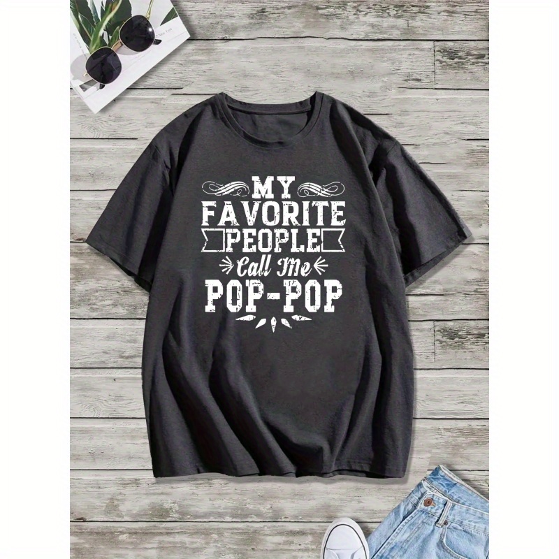 

Pop-pop Print T Shirt, Tees For Men, Casual Short Sleeve T-shirt For Summer