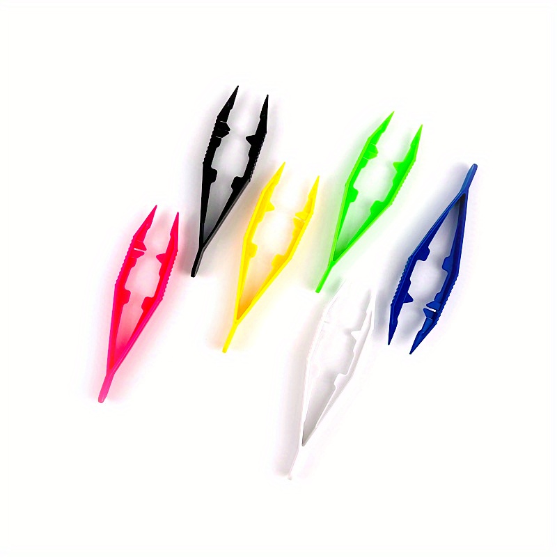 Assorted Colors Plastic Tweezers, Craft Forceps For Beading