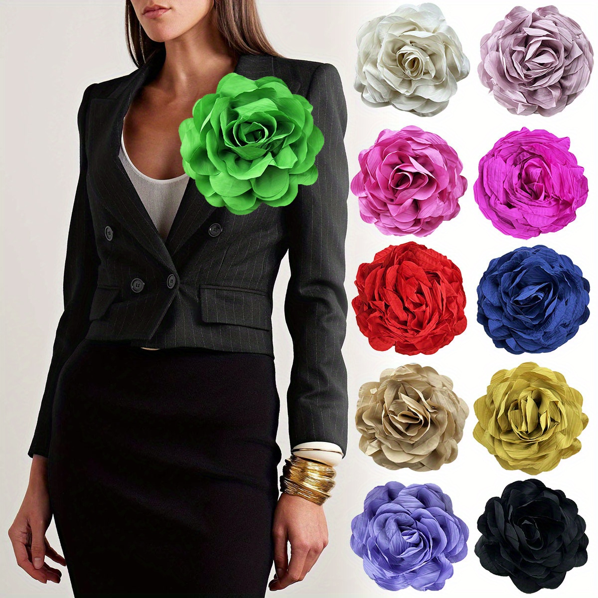 Large Fabric Flower Pin Brooch For Party Banquet Wedding - Temu