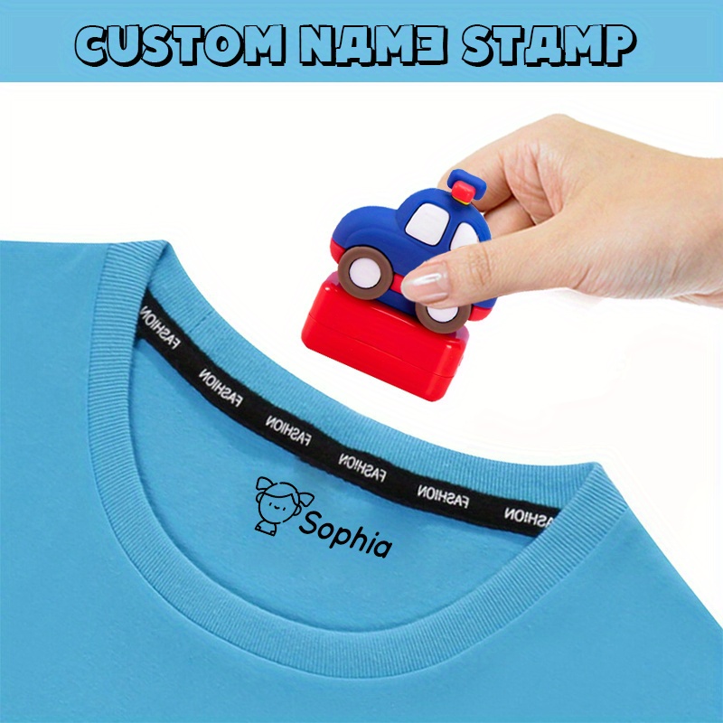 Wendunide Tools Name Stamp for Clothing Name Stamp Personalized Stamp for  Kids Cloths Fabric Stamper for Clothesoffice&Craft&Stationery A 