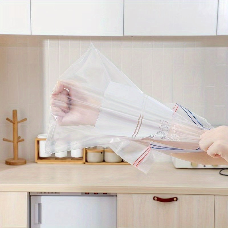 double sealing strip fresh keeping bag sealing bag transparent household food packaging plastic sealing bag thickened   self locking bag divided bag kitchen supplies reusable details 3