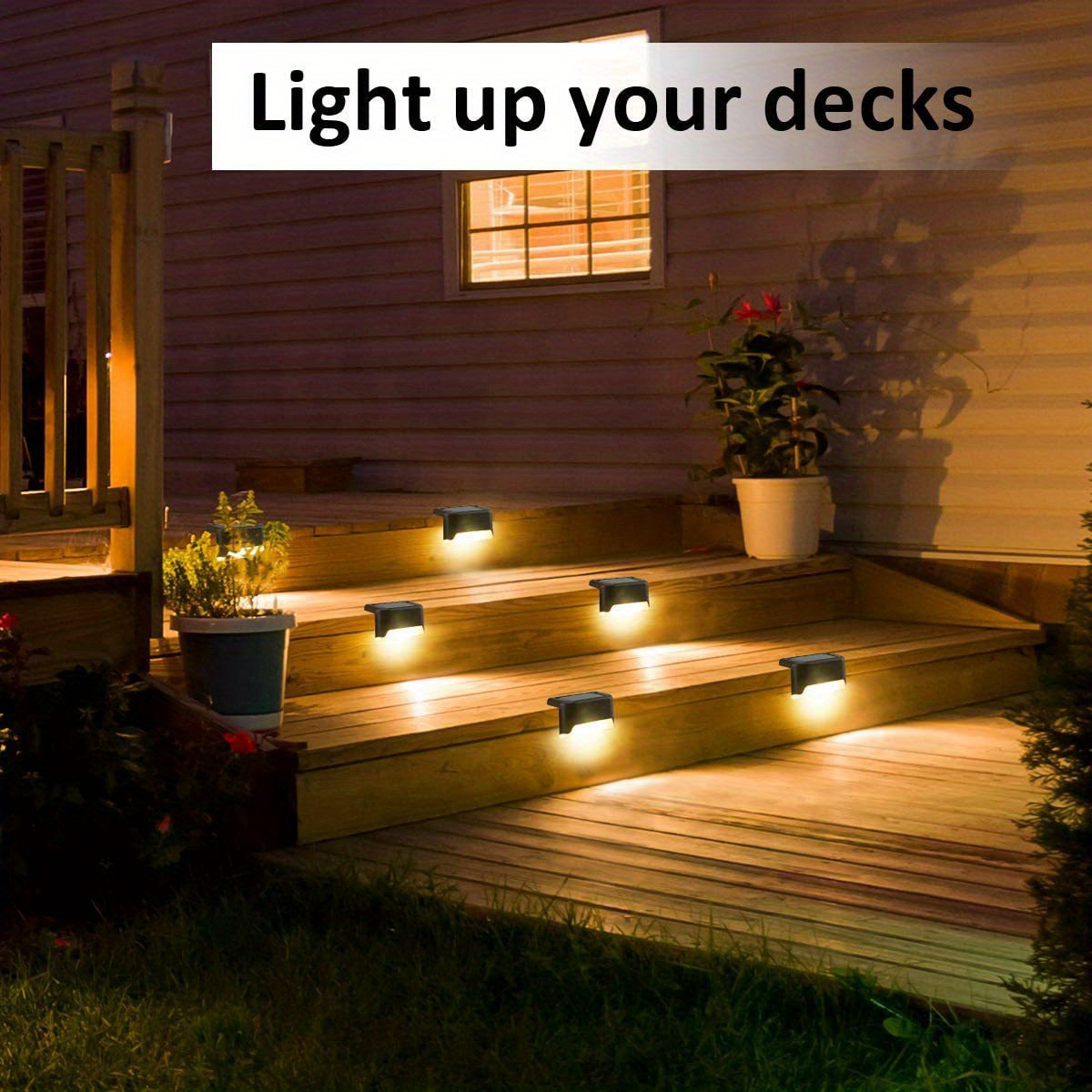 8pcs Waterproof Solar Deck Lights For Outdoor Stairs, Fence, Garden ...