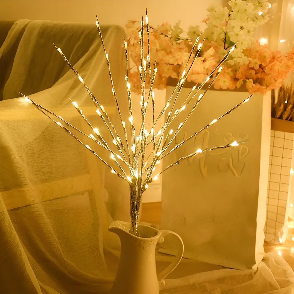 1pc, 20 LED Willow Branch Lights, Bright Silver, Perfect For Mother s Day, Wedding And Home Decoration, High Vase Decoration, Home Decoration, Bedroom Decoration, Wedding Decoration, Christmas Decoration, Holiday Decoration details 0