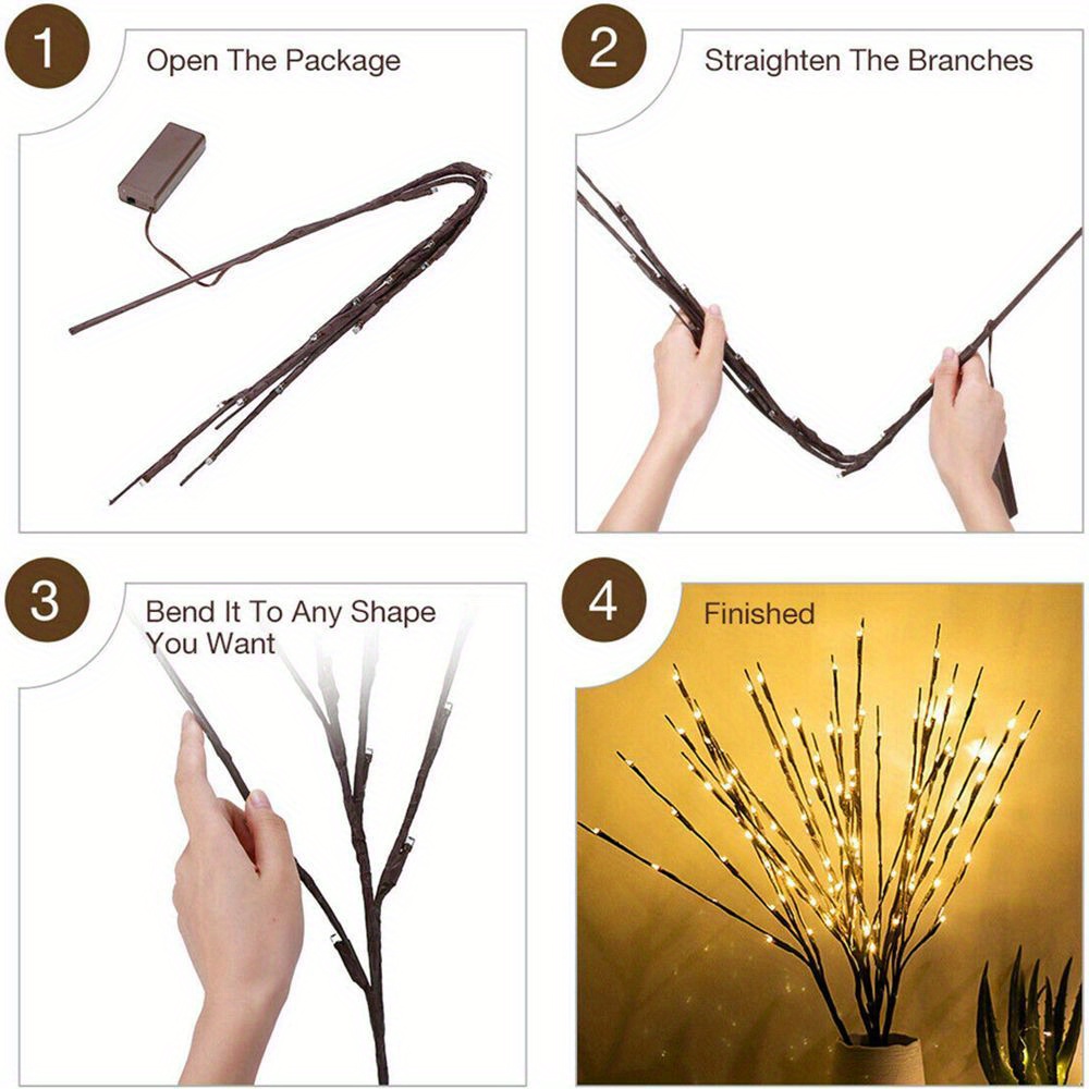1pc, 20 LED Willow Branch Lights, Bright Silver, Perfect For Mother s Day, Wedding And Home Decoration, High Vase Decoration, Home Decoration, Bedroom Decoration, Wedding Decoration, Christmas Decoration, Holiday Decoration details 3