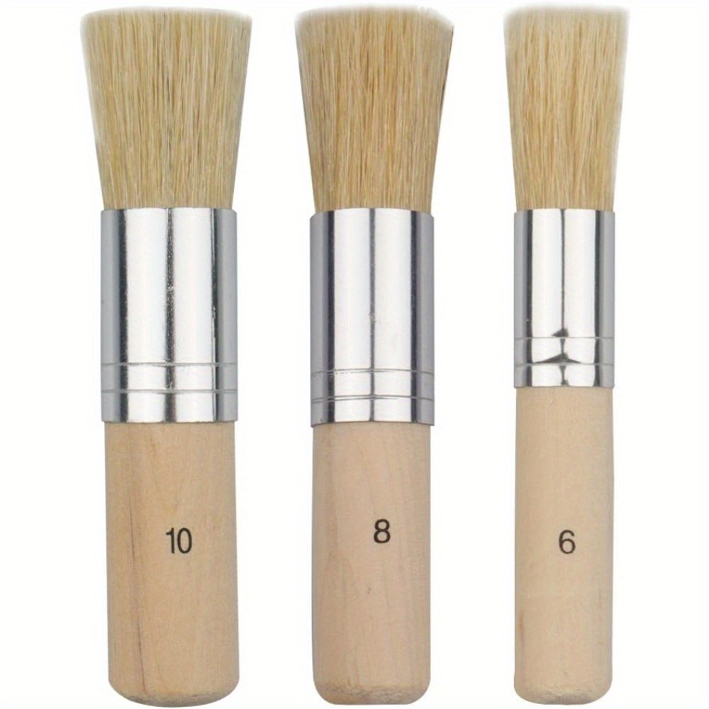 

Wooden Stencil Brush Set Of 3, Diy Art Crafts Paint Brush Acrylic Paint, Wood, Oil Painting, Watercolor Painting, Stencil , Card Making And Diy Art Crafts